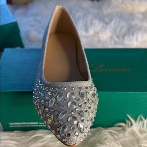 Lauren Lorraine Silver Crystal Flats